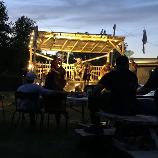 a band playing on stage