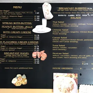 a menu for breakfast