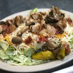 HUGE salads, fully loaded and served with warm grilled pita bread! YUM!