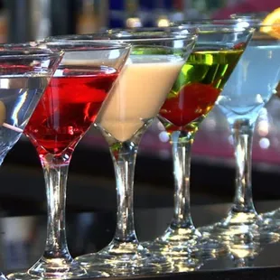 a row of martinis