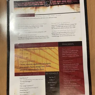 Breakfast menu 3/10/2023