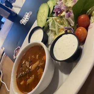 Soup of the day and salad with homemade ranch