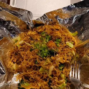 Singapore noodles special:  I love the superfine rice noodles