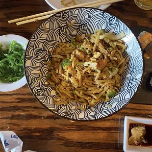 Seaweed salad and Burmese Shrimp Noodles