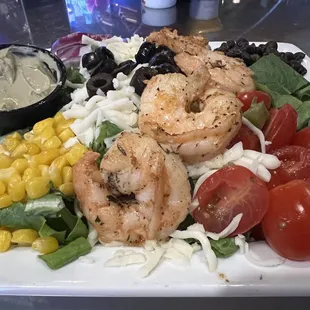 Southwest salad with shrimp