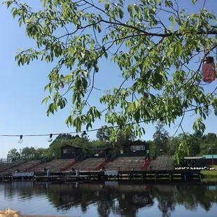a view of a river and a boat dock