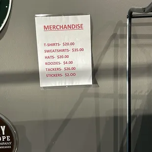 menu and price signs