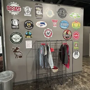 a display of beer related stickers
