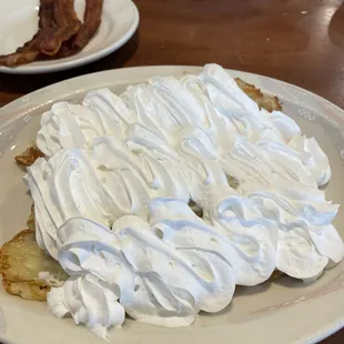 Blueberry crepes with hella lotta whipped cream