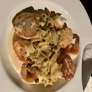 Seafood lemon caper handmade pasta