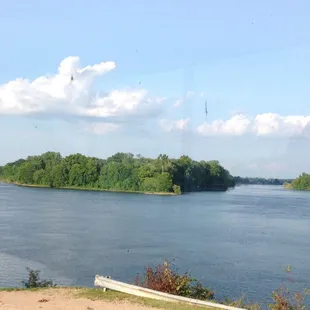 Peaceful view. Upper right you can see the bridge that leads over the water and into town