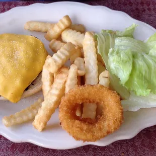 Very thin patty. Chargrilled.