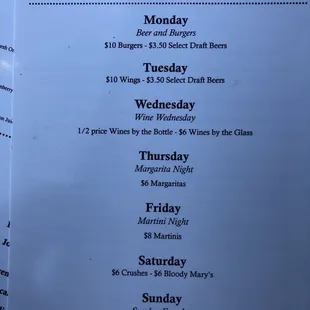 Daily Specials
