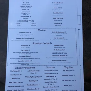 menu