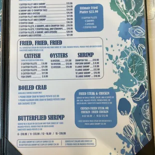 sushi and sashimi, menu