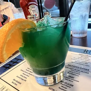 a green cocktail