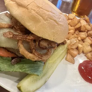 Spicy Jalapeño Burger made with Onion Strings (instead of raw onion)