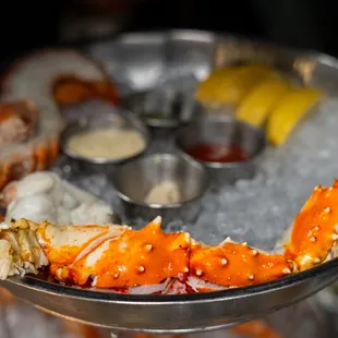 a seafood platter with a variety of seafoods
