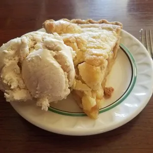 Warm apple pie with cinnamon ice cream