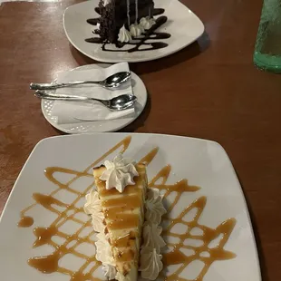 Crème Brûlée Cheesecake and Chocolate Cake