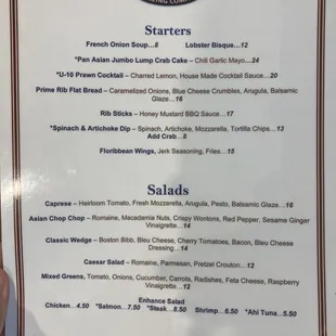 menu