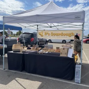 a tent with food on it