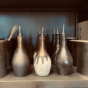 Handmade Olive Oil Bottles + Utensil Holders made in Portland.