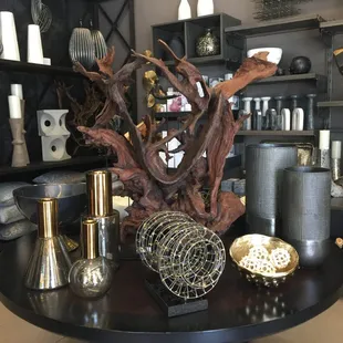 Unique Home Decor made of glass, tree roots, ceramics, metals and more!