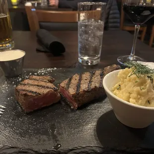 Strip Steak, Whipped Potatoes, Creamed Horseradish sauce