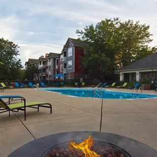 Kick back at the lounge area with fire pit at our luxury Columbus apartments.