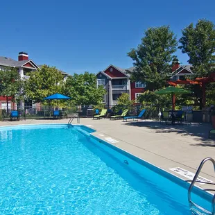 The sparkling resort-style pool is the spot to be in the summer at our luxury apartments in Columbus.