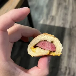 Cross section sausage and cheese kolache