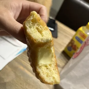 Cross section Bavarian donut.  Not much crème.