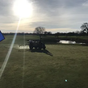 Constantly spraying the greens to make them healthy.