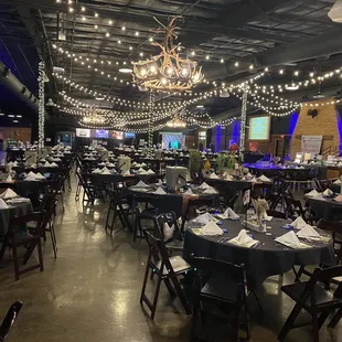 The setup before the festivities