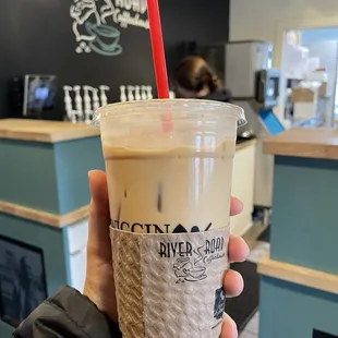 Iced latte with coconut and irish cream syrup