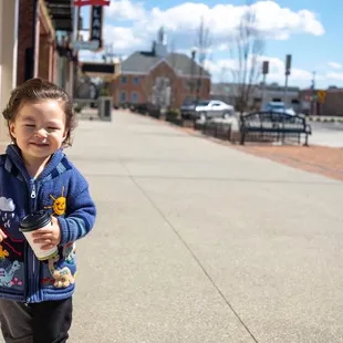 Yaeli loves the marshmallow babyccino -steamed milk with marshmallow syrup