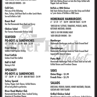 the menu for the deli menu