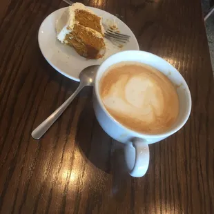 Latte and spiced pumpkin cake