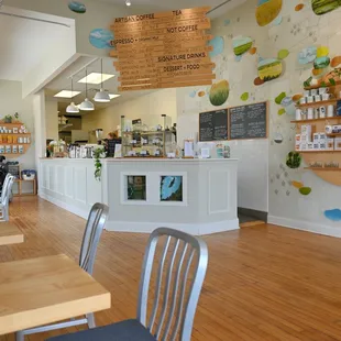 the interior of a coffee shop