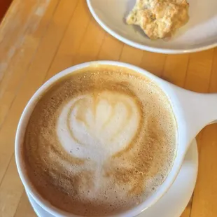 Rosemary latte with apple cinnamon scone.