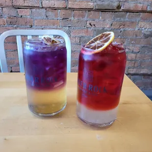 Jasmine Jammer tea (left) and Hibiscus Ginger Palmer (right)