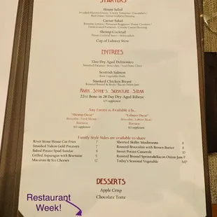 Menu (Restaurant Week)