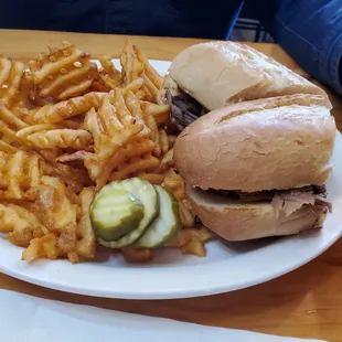 French dip with an order of fries