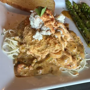 Eggplant with crawfish étouffe