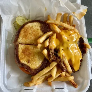 Tuna Melt Club Sandwich with Chili Cheese Fries