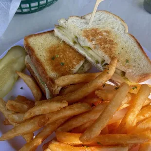 Grilled cheese and pickles sandwiche