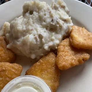 Mashed potato and Fried Mac &amp; Cheese