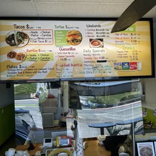 menu above front counter