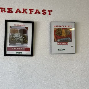 closeup of breakfast menu